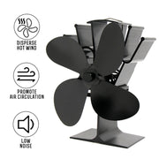 YL603 Eco-friendly Aluminum Alloy Heat Powered Stove Fan with 4 Blades for Wood / Gas / Pellet Stoves (White)