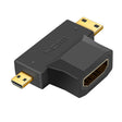 3 in 1 HDMI Female to Mini HDMI Male + Micro HDMI Male Adapter(Black) - Adapter by PMC TechLife | Online Shopping South Africa | PMC TechLife | Buy Now Pay Later Mobicred
