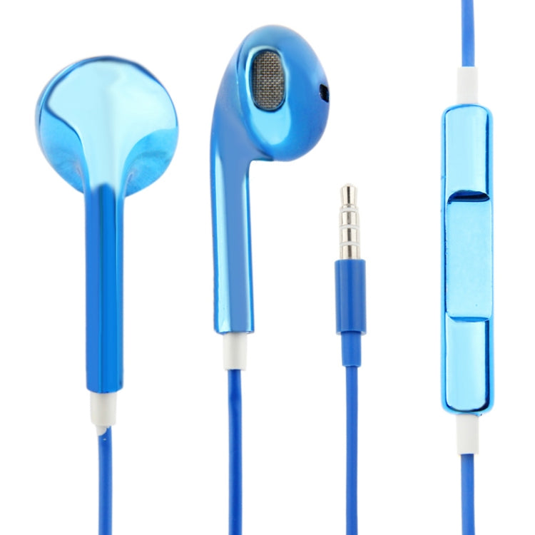 3.5mm Stereo Electroplating Wire Control Earphone for Android Phones / PC / MP3 Player / Laptops(Blue) - In Ear Wired Earphone by PMC TechLife | Online Shopping South Africa | PMC TechLife