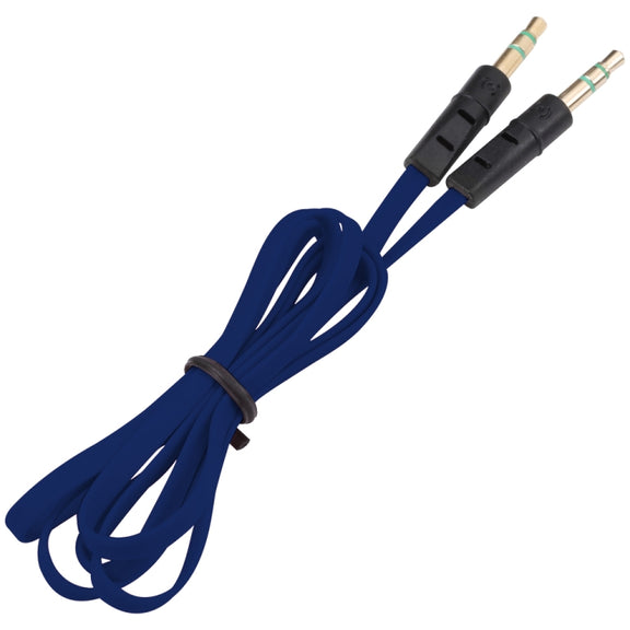 1m Noodle Style Aux Audio Cable 3.5mm Male to Male, Compatible with Phones, Tablets, Headphones, MP3 Player, Car/Home Stereo & More(Dark Blue)