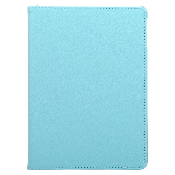 For iPad 9.7 (2018) & iPad 9.7 (2017) & Air 2 & Air 360 Degree Rotation Litchi Texture Leather Case with 2 Gears Holder(Blue)