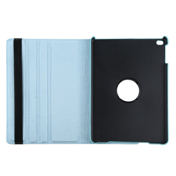 For iPad 9.7 (2018) & iPad 9.7 (2017) & Air 2 & Air 360 Degree Rotation Litchi Texture Leather Case with 2 Gears Holder(Blue)