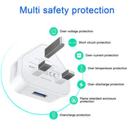 5V / 1A (UK Plug) USB Charger Adapter For  iPhone, Galaxy, Huawei, Xiaomi, LG, HTC and Other Smart Phones, Rechargeable Devices(White)