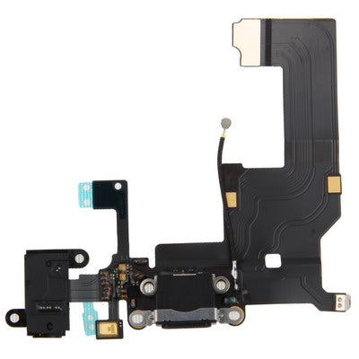 Original Tail Connector Charger Flex Cable + Headphone Audio Jack Ribbon Flex Cable for iPhone 5(Black) - iPhone 5 Parts by PMC TechLife | Online Shopping South Africa | PMC TechLife