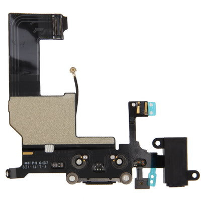 Original Tail Connector Charger Flex Cable + Headphone Audio Jack Ribbon Flex Cable for iPhone 5(Black) - iPhone 5 Parts by PMC TechLife | Online Shopping South Africa | PMC TechLife