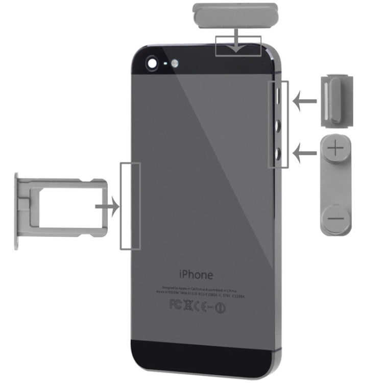 4 in 1 for iPhone 5 & 5S (Original Alloy Material Colorful Nano SIM Card Tray + Volume Button + Power Button + Mute Button) - iPhone 5 Parts by PMC TechLife | Online Shopping South Africa | PMC TechLife