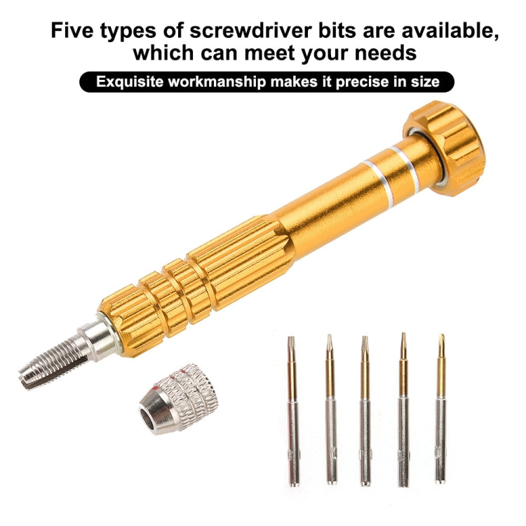 5 in 1 Gold Series Screwdriver Sets for iPhone 5 & 5S & 5C / iPhone 4 & 4S (T5 / T6 / 1.2 / 1.5 / 0.8) - Screwdriver Set by PMC TechLife | Online Shopping South Africa | PMC TechLife