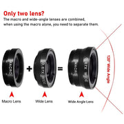 3 in 1 Photo Lens Kits (180 Degree Fisheye Lens + Super Wide Lens + Macro Lens), For iPhone, Galaxy, Sony, Lenovo, HTC, Huawei, Google, LG, Xiaomi, other Smartphones(Black)