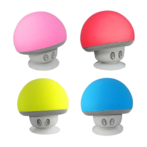 Mushroom Shape Bluetooth Speaker with Suction Holder(Red)