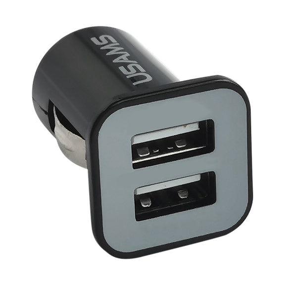 USAMS High Performance 2.1A + 1A Dual USB Port Car Charger for iPad Air 2 & Air & 4, iPhone 6 & 6 Plus & 5C & 5S & 4 & 4S, iPod touch, Galaxy Tablet / Note Series and Other Mobile Phone, Navigators(Black)