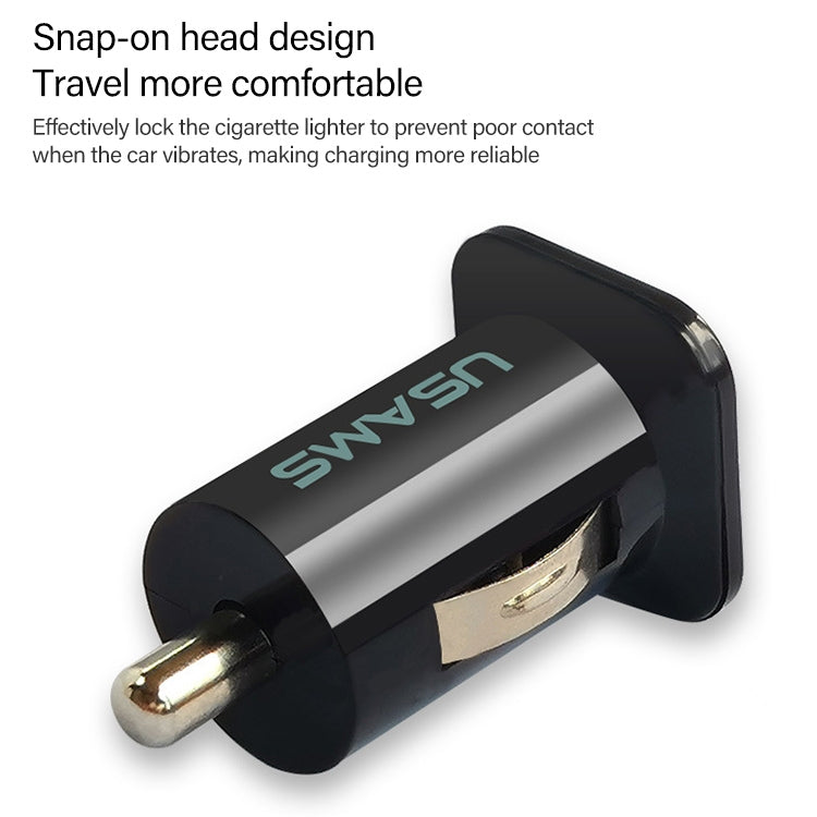 USAMS High Performance 2.1A + 1A Dual USB Port Car Charger for iPad Air 2 & Air & 4, iPhone 6 & 6 Plus & 5C & 5S & 4 & 4S, iPod touch, Galaxy Tablet / Note Series and Other Mobile Phone, Navigators(Black)