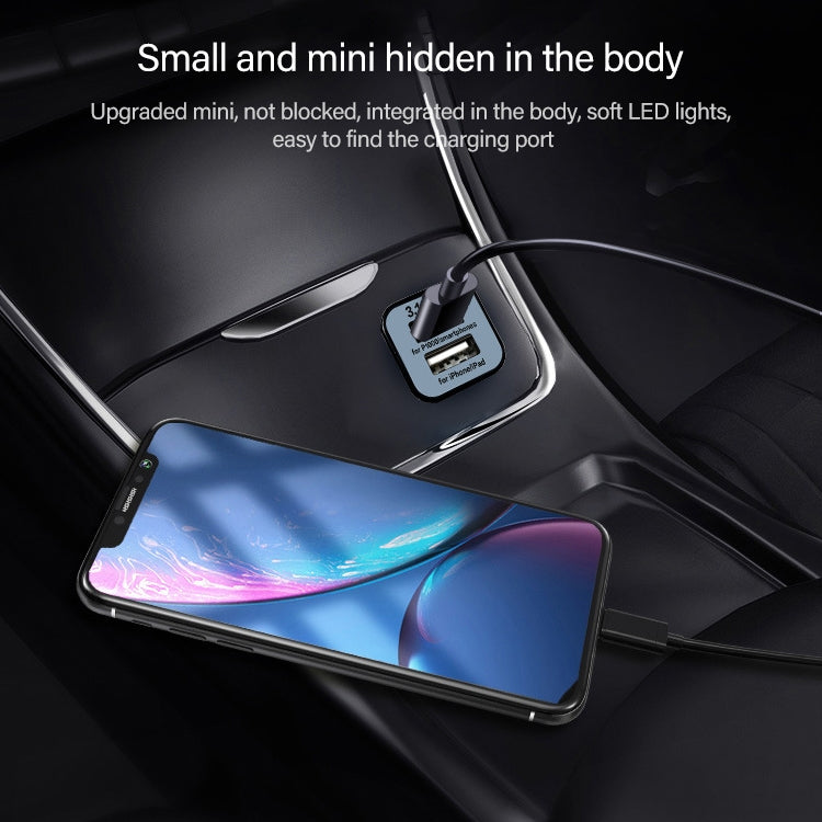 USAMS High Performance 2.1A + 1A Dual USB Port Car Charger for iPad Air 2 & Air & 4, iPhone 6 & 6 Plus & 5C & 5S & 4 & 4S, iPod touch, Galaxy Tablet / Note Series and Other Mobile Phone, Navigators(Black) - Car Charger by USAMS | Online Shopping South Africa | PMC TechLife