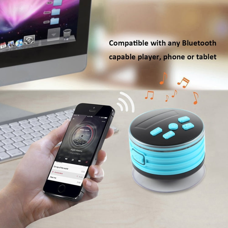 F08 Portable Speaker IPX7 Waterproof Support FM Radio High-fidelity Sound Box Bluetooth Speaker with Suction Cup & LED Light(Blue) - Waterproof Speaker by PMC TechLife | Online Shopping South Africa | PMC TechLife