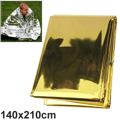 Compact Lightweight Aluminized Windproof Water-resistant Emergency Blanket Body Wrap Survival Sheet for Outdoor 140 x 210cm