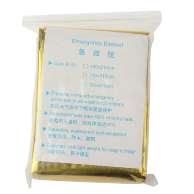 Compact Lightweight Aluminized Windproof Water-resistant Emergency Blanket Body Wrap Survival Sheet for Outdoor 140 x 210cm