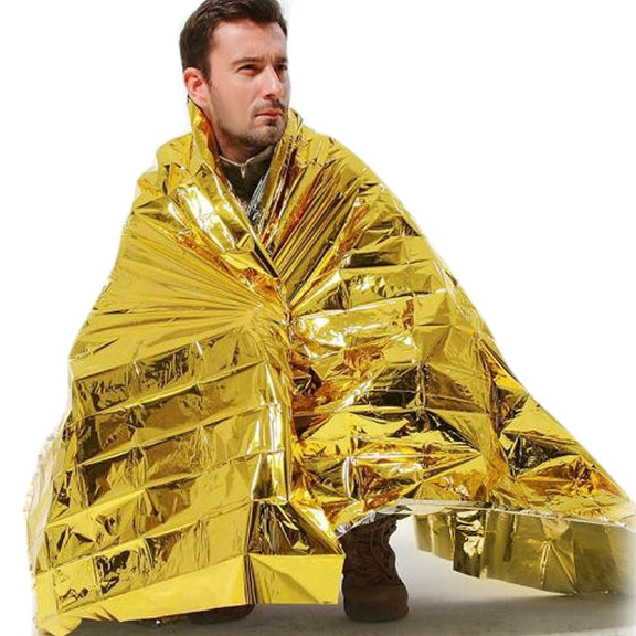Compact Lightweight Aluminized Windproof Water-resistant Emergency Blanket Body Wrap Survival Sheet for Outdoor 140 x 210cm