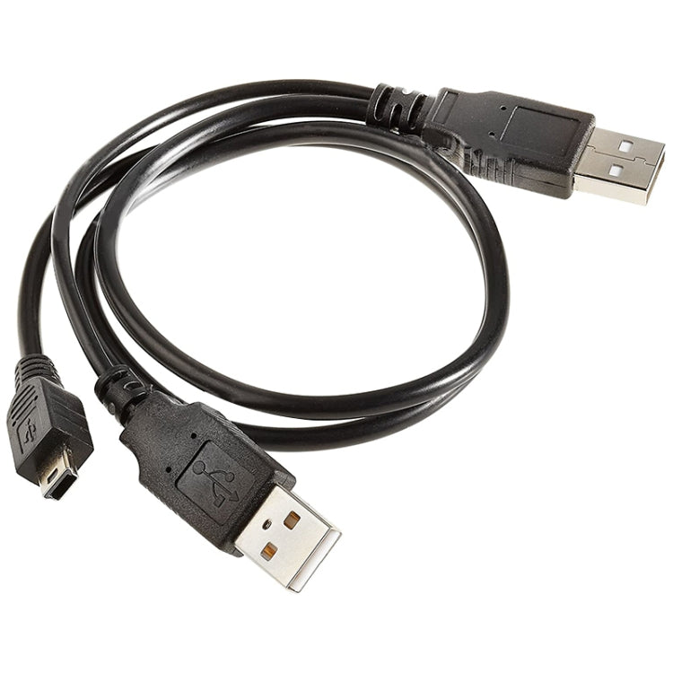 2 in 1 USB 2.0 Male to Mini 5pin Male + USB Male Cable, Length: 80 cm(Black)