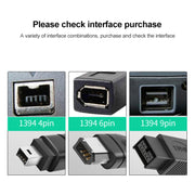 FireWire 800 9 Pin To FireWire 400 4 Pin Cable, Length: 1.5m(Black)