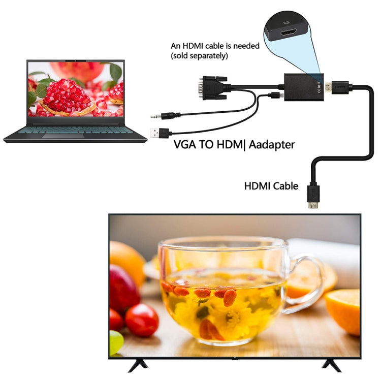 VGA + Audio to Full HD 1080P HDMI Video Converter Box Adapter for HDTV - Cable by PMC TechLife | Online Shopping South Africa | PMC TechLife
