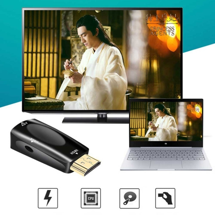 Full HD 1080P HDMI to VGA and Audio Adapter for HDTV / Monitor / Projector(Black) - Adapter by PMC TechLife | Online Shopping South Africa | PMC TechLife