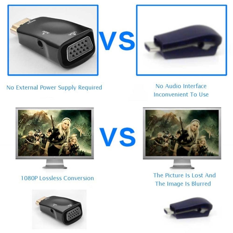 Full HD 1080P HDMI to VGA and Audio Adapter for HDTV / Monitor / Projector(Black) - Adapter by PMC TechLife | Online Shopping South Africa | PMC TechLife