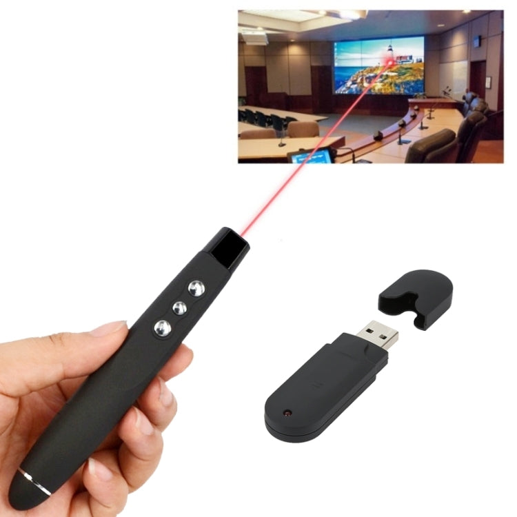 PP-1000 Multimedia Presentation Remote PowerPoint Clicker 2.4GHz RF Laser Pointer with USB Receiver(Black) -  by PMC TechLife | Online Shopping South Africa | PMC TechLife