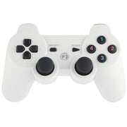 Double Shock III Wireless Controller, Manette Sans Fil Double Shock III for Sony PS3, Has Vibration Action(with logo)(White)