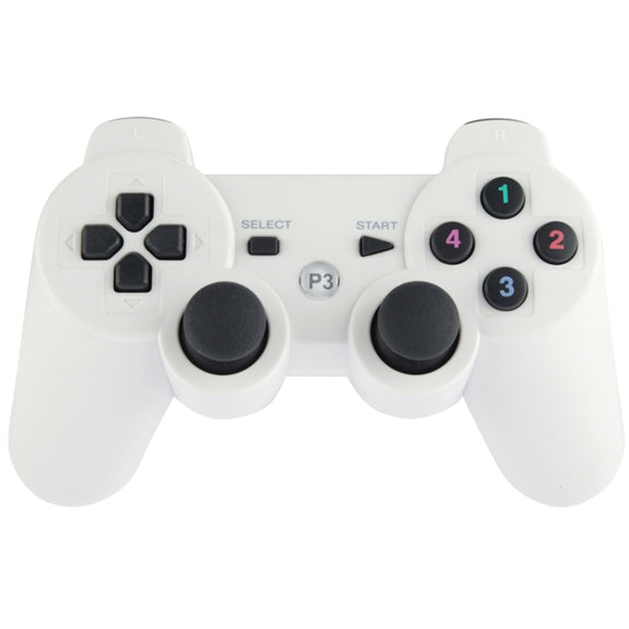Double Shock III Wireless Controller, Manette Sans Fil Double Shock III for Sony PS3, Has Vibration Action(with logo)(White)