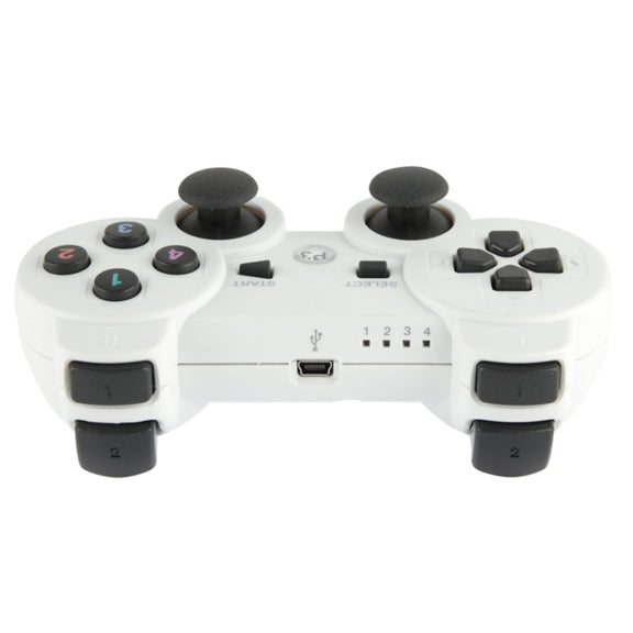 Double Shock III Wireless Controller, Manette Sans Fil Double Shock III for Sony PS3, Has Vibration Action(with logo)(White)
