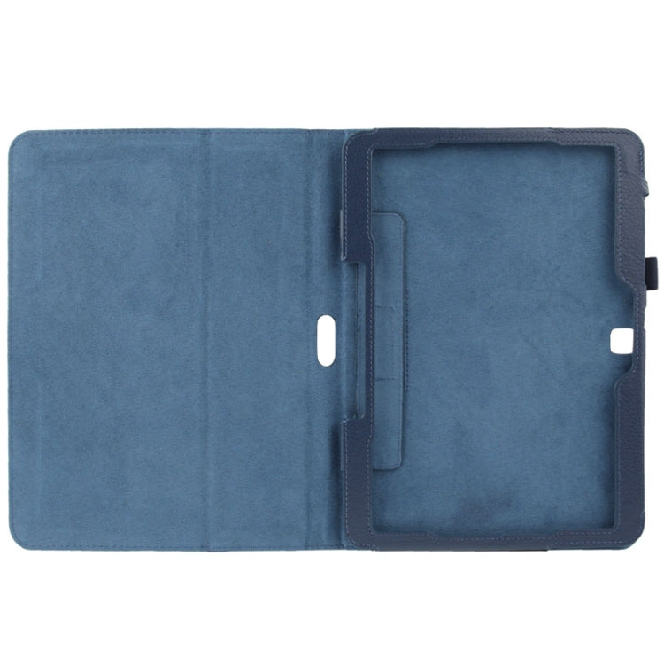 Litchi Texture Flip Leather Case with Holder for Galaxy Tab 4 10.1 / T530(Dark Blue)