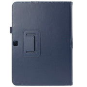 Litchi Texture Flip Leather Case with Holder for Galaxy Tab 4 10.1 / T530(Dark Blue)