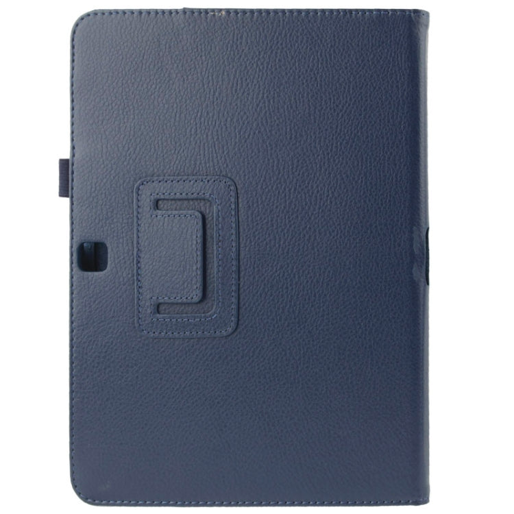 Litchi Texture Flip Leather Case with Holder for Galaxy Tab 4 10.1 / T530(Dark Blue)