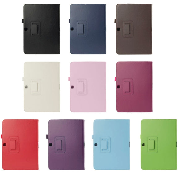 Litchi Texture Flip Leather Case with Holder for Galaxy Tab 4 10.1 / T530(Dark Blue)