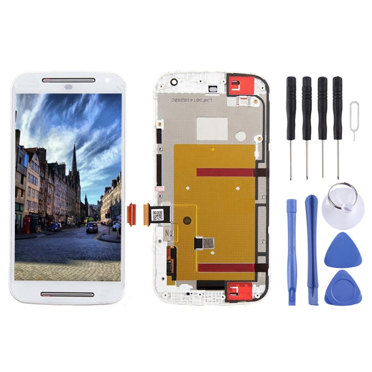 3 in 1 (LCD + Frame + Touch Pad) Digitizer Assembl for Motorola Moto G2(White) - free shipping - PMC TechLife - Order now!