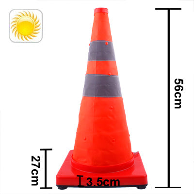3-LED Solar Lift Traffic Safety Warning Road Cones, Height: 56cm - Warning Lights by PMC TechLife | Online Shopping South Africa | PMC TechLife