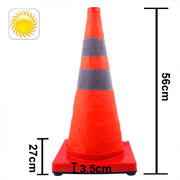 3-LED Solar Lift Traffic Safety Warning Road Cones, Height: 56cm