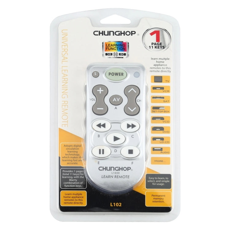 ChunGhop Universal Learning Remote Control L102(White) - free shipping - PMC TechLife - Order now!