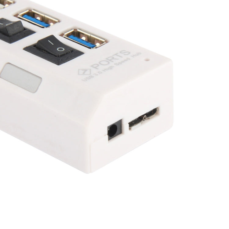 7 Ports USB 3.0 HUB, Super Speed 5Gbps, Plug and Play, Support 1TB(White)