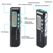 8GB Digital Voice Recorder Dictaphone MP3 Player, Support Telephone recording, VOX function, Power supply: 2 x AAA battery(Black)(Black)