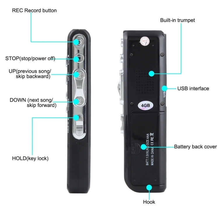 8GB Digital Voice Recorder Dictaphone MP3 Player, Support Telephone recording, VOX function, Power supply: 2 x AAA battery(Black)(Black) - Other Style by PMC TechLife | Online Shopping South Africa | PMC TechLife | Buy Now Pay Later Mobicred