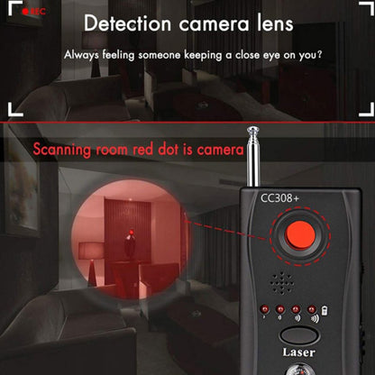 CC308+ Multi-Detector Full-Range All-Round Detector For Hidden Mini Camera / IP Lens/ GMS / RF Signal Detector Finder(Black) - free shipping - PMC Jewellery - Order now!