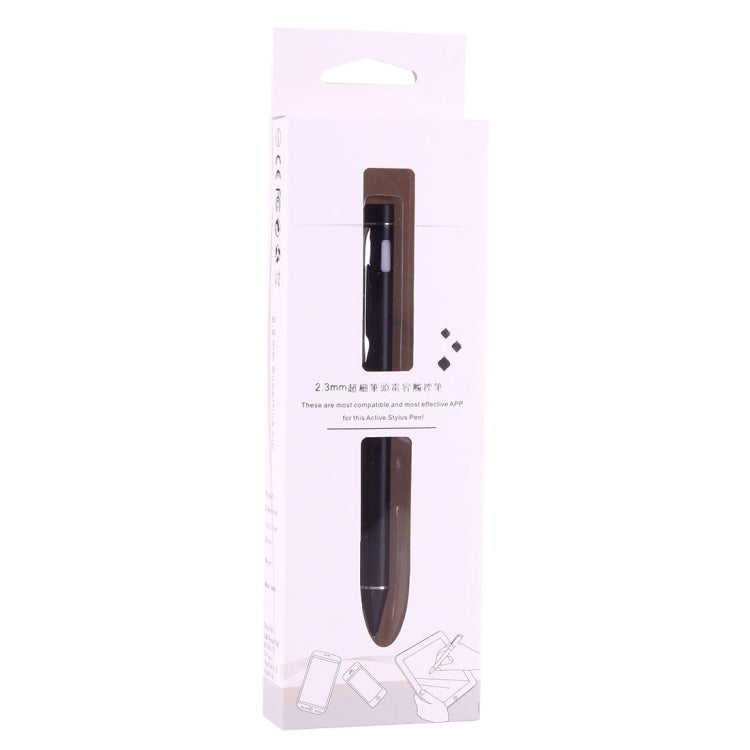 Universal Rechargeable Capacitive Touch Screen Stylus Pen with 2.3mm Superfine Metal Nib, For iPhone, iPad, Samsung, and Other Capacitive Touch Screen Smartphones or Tablet PC(Black)