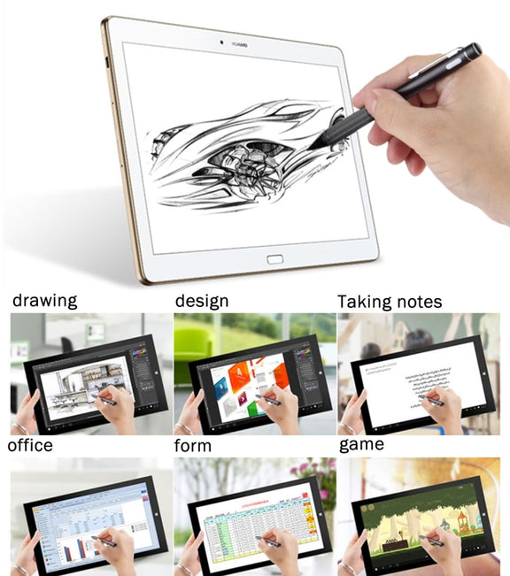 Universal Rechargeable Capacitive Touch Screen Stylus Pen with 2.3mm Superfine Metal Nib, For iPhone, iPad, Samsung, and Other Capacitive Touch Screen Smartphones or Tablet PC(Black)