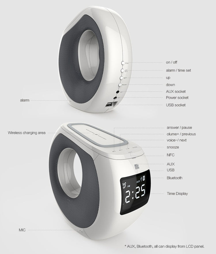 NILLKIN MC1 CE / RoHs / FCC Certificated QI Standard Wireless Charging Transmitter + Bluetooth Speaker, US Plug , For iPhone, Galaxy, Sony, Lenovo, HTC, Huawei, Google, LG, Xiaomi, other Smartphones - free shipping - PMC Jewellery - Order now!