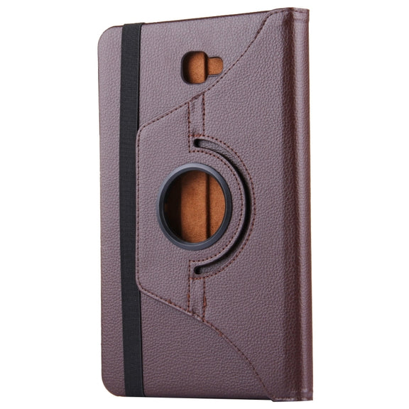 For Galaxy Tab A 10.1 / T580 Litchi Texture Horizontal Flip 360 Degrees Rotation Leather Case with Holder(Brown)