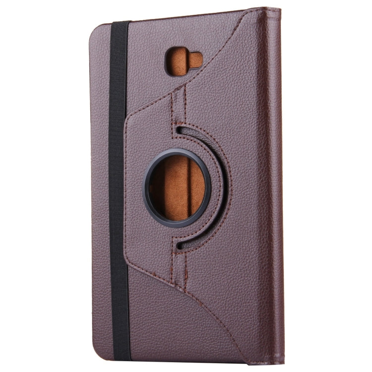 For Galaxy Tab A 10.1 / T580 Litchi Texture Horizontal Flip 360 Degrees Rotation Leather Case with Holder(Brown)