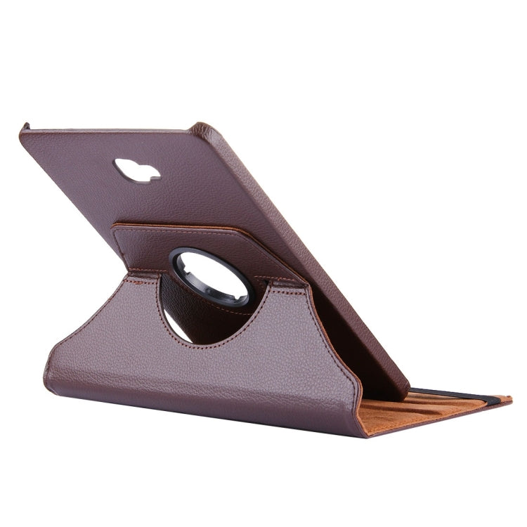 For Galaxy Tab A 10.1 / T580 Litchi Texture Horizontal Flip 360 Degrees Rotation Leather Case with Holder(Brown)