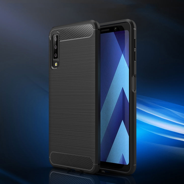 For Galaxy A7 (2018) / A750 Brushed Carbon Fiber Texture TPU Shockproof Anti-slip Soft Protective Back Cover Case(Black) - free shipping - PMC TechLife - Order now!