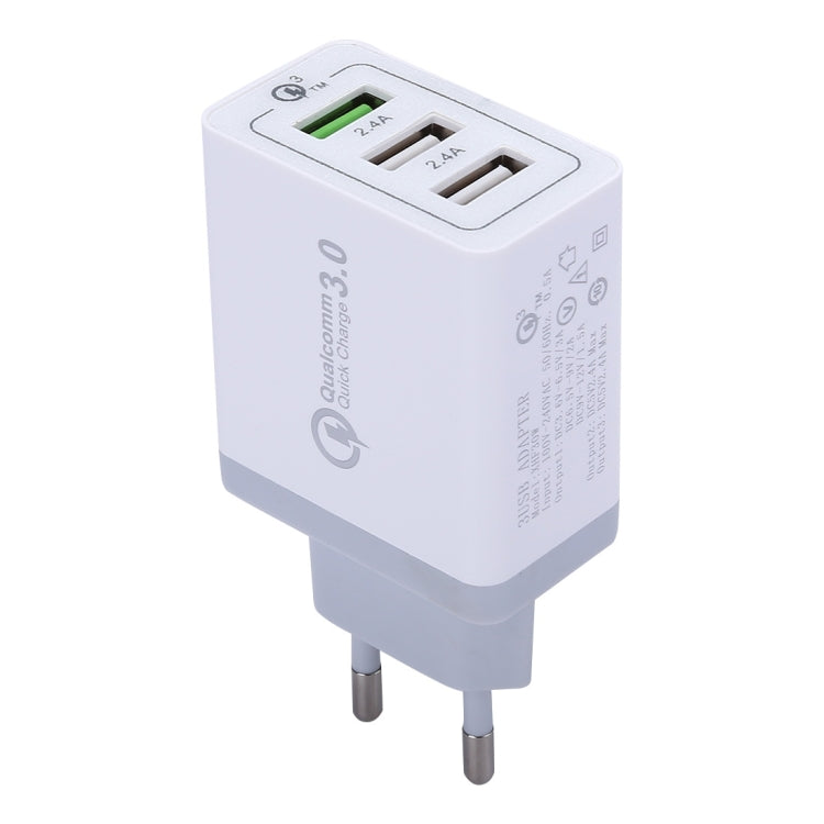 XHF30W 3 QC3.0 USB Fast Charging Wall Charger, EU Plug - free shipping - PMC TechLife - Order now!