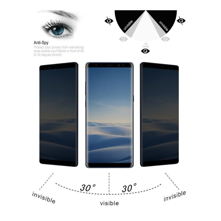 For Galaxy Note 8 0.26mm 9H Surface Hardness 3D Curved Privacy Anti-glare Non-full Screen Tempered Glass Screen Protector (Transparent)